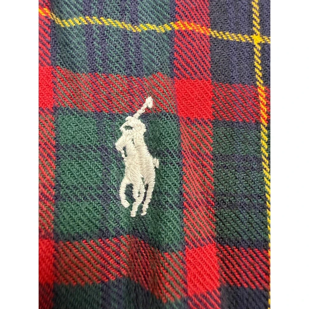 VTG Polo Ralph Lauren Mens L/XL Plaid Robe Red Green Cotton Shawl Collar Lounge